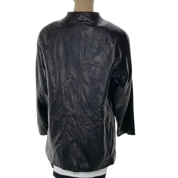 STONE MOUNTAIN Womens Black Leather Button-Up Jacket Size M - Picture 15 of 16